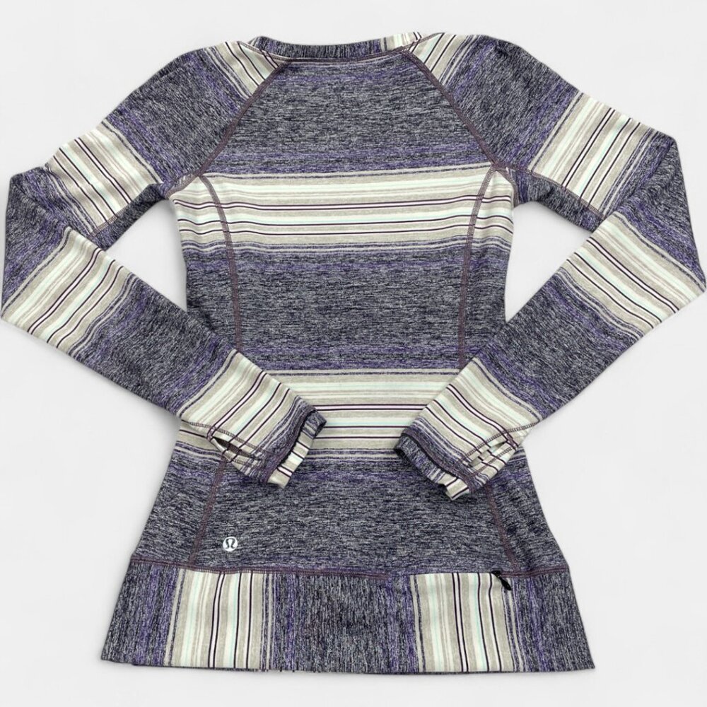 Lululemon Race Your Pace Long Sleeve Stretch Top Shirt Purple Gray Women's Size